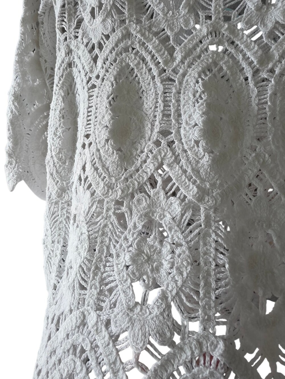 Solitaire White Crochet Lace Short Sleeve Top Size Large - Picture 5 of 9